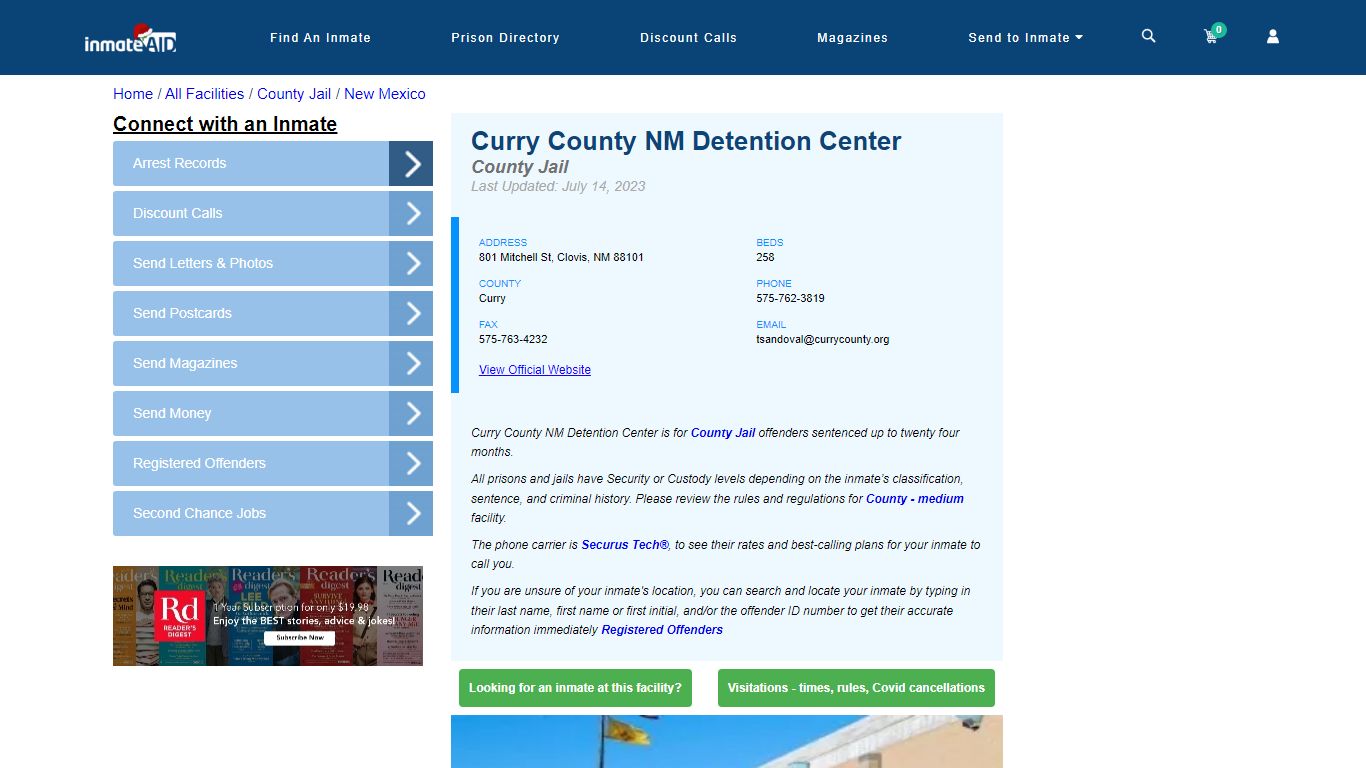 Curry County NM Detention Center - Inmate Locator - Clovis, NM